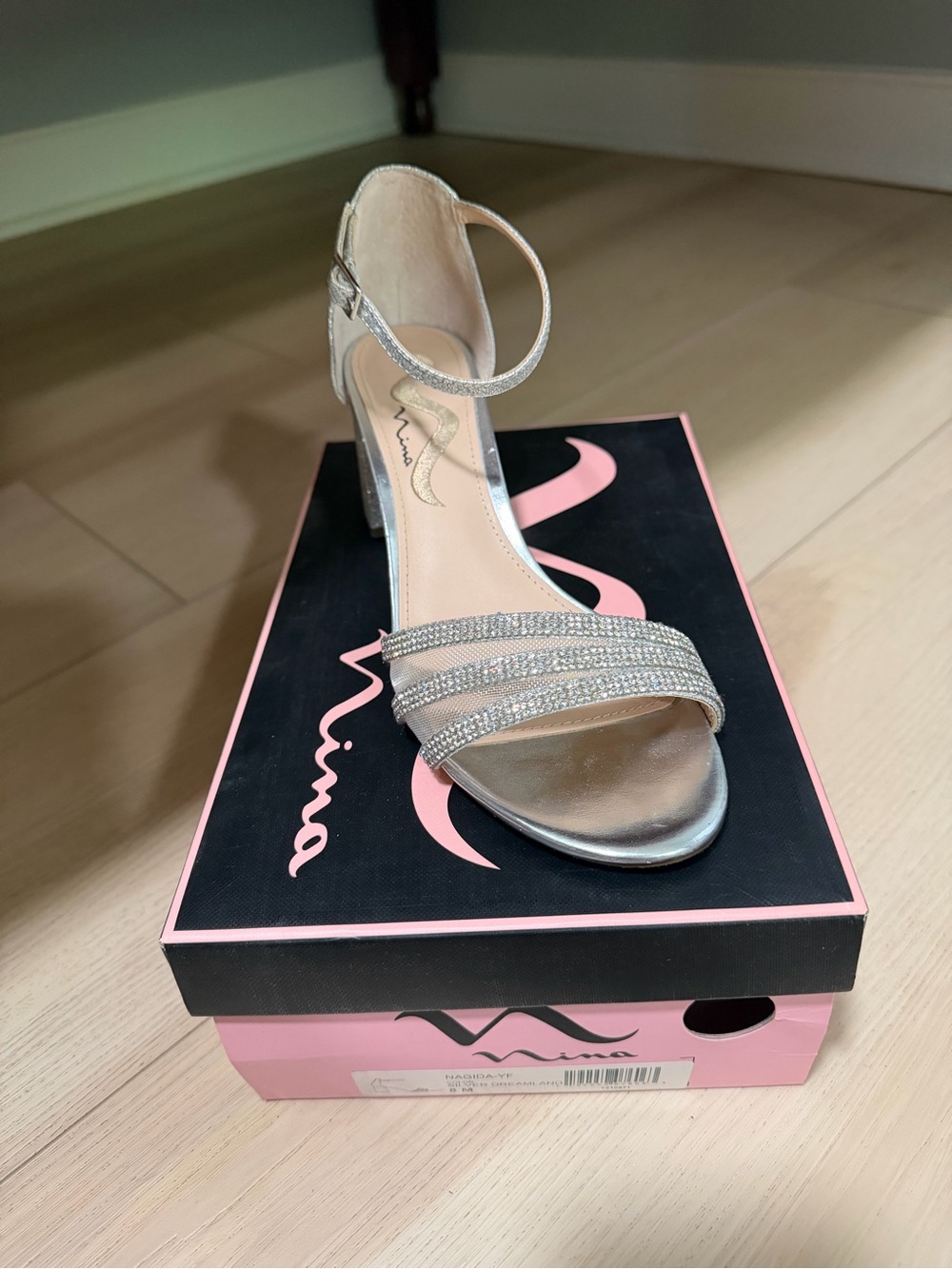 Nina Silver Rhinestone Heels